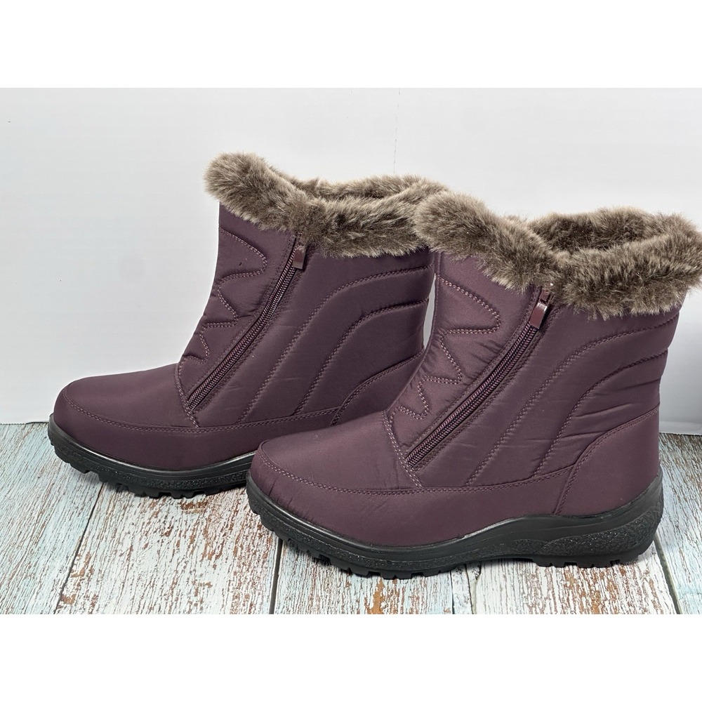 Flexus Italian Comfort Women's Burgundy Snow Boots Size 38 (7.5-8) - Picture 5 of 16